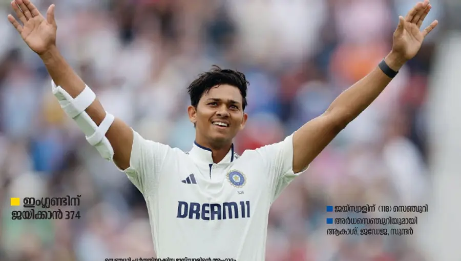 സെഞ്ചുറി പൂർത്തിയാക്കിയ ജയ്സ്വാളിന്റെ ആഹ്ലാദം