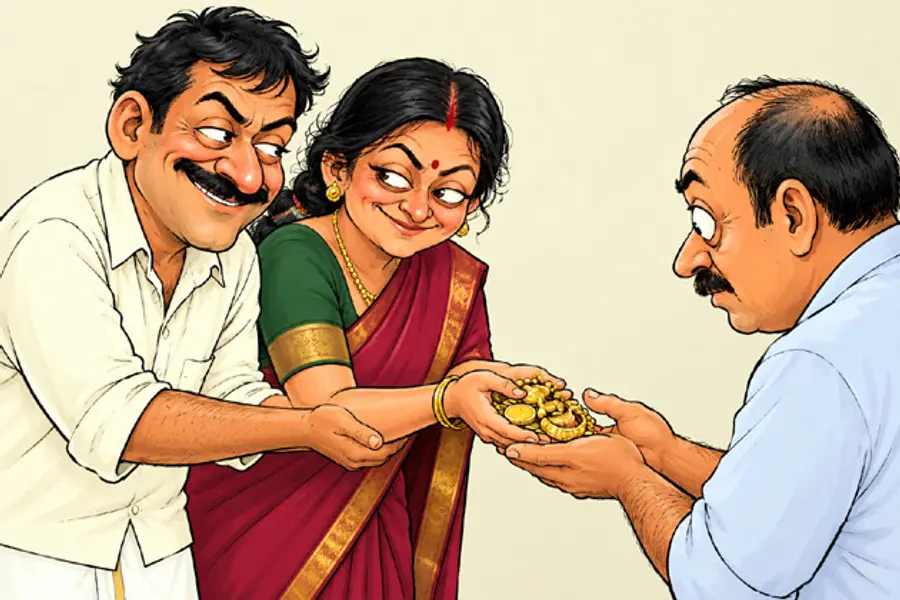 മുക്കുപണ്ടവുമായി കറങ്ങി കര്‍ണാടക  സ്വദേശികളായ ദന്പതികളുടെ തട്ടിപ്പ്‌ 