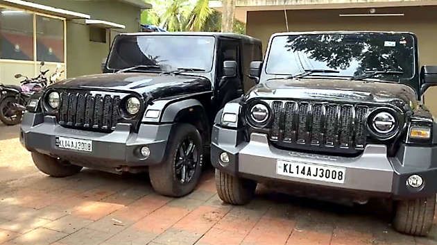 ഒരേ നമ്പർ ഉപയോഗിച്ച് നിരത്തിലിറക്കിയ ഥാർ വാഹനങ്ങൾ പൊലീസ്‌ പിടിച്ചെടുത്തപ്പോൾ 