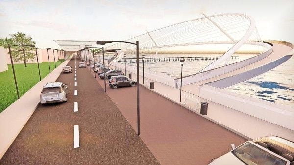 തലശേരി കടൽപ്പാലം എലിവേറ്റഡ്‌ വാക്‌വേയുടെ രൂപരേഖ