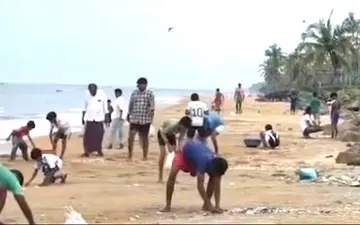 The mass washing ashore of sardines became a curious sight.