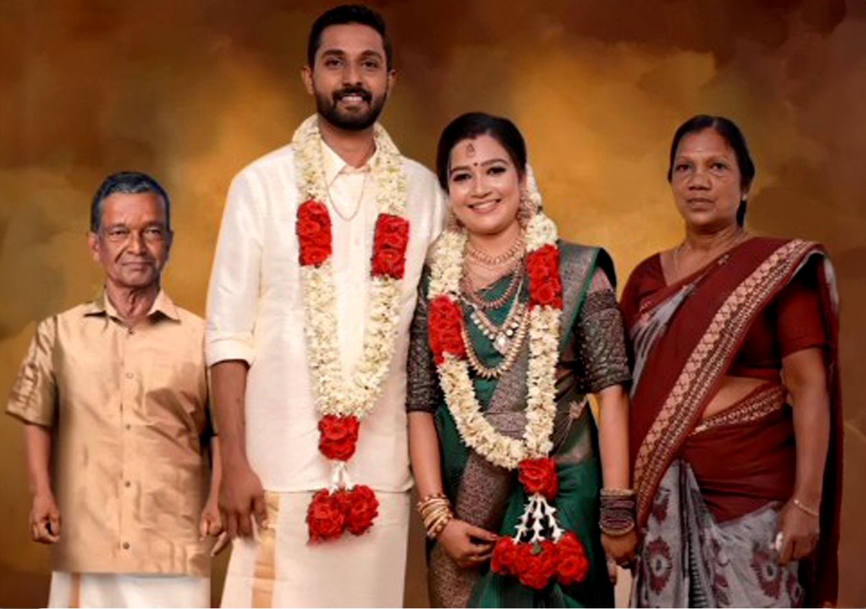 മേള രഘുവിന്റെ മകൾ ശിൽപ്പയുടെ വിവാഹ ഫോട്ടോ:   ഡിജിറ്റൽ ക്രിയേഷൻ: അജില അനീഷ്‌