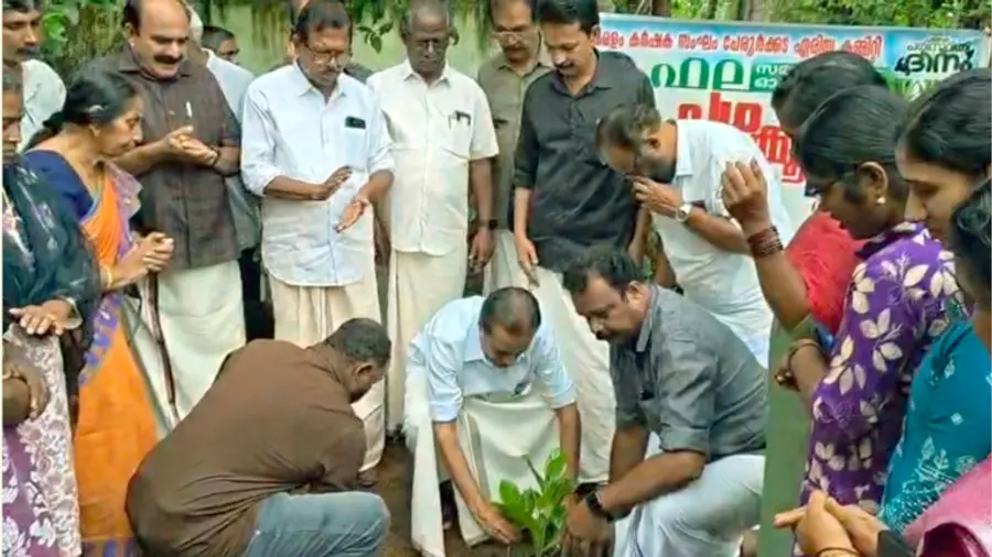കർഷക സംഘം പേരൂർക്കട ഏരിയ കമ്മിറ്റിയുടെ ‘പഴക്കൂട' ക്യാമ്പയിൻ സംസ്ഥാന പ്രസിഡന്റ്‌ എം വിജയകുമാർ  ഉദ്ഘാടനം ചെയ്യുന്നു