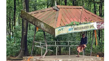 Bus shelter collapsed.