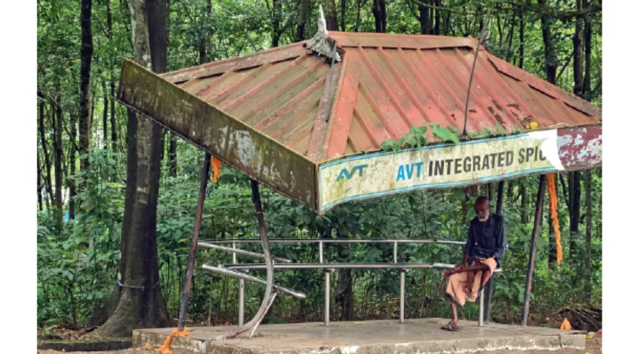 Bus shelter collapsed.