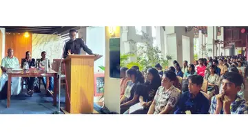 ജൈവവൈവിധ്യ ബോർഡ് ചെയർമാൻ ഡോ. എൻ അനിൽകുമാർ കുട്ടികളുമായി സംവദിക്കുന്നു