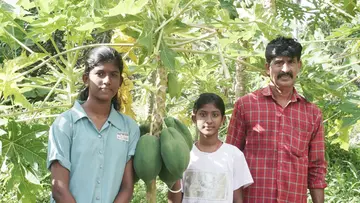 സുരേന്ദ്രനും മക്കളും കൃഷിത്തോട്ടത്തിൽ