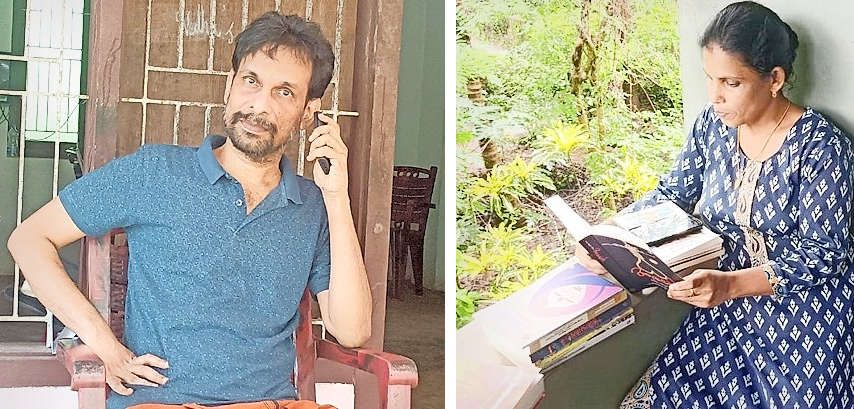 രാഗ പൂവത്തൂർ, ലത പ്രദീപ് പുസ്തകം  വായിച്ചുകൊടുക്കുന്നു 