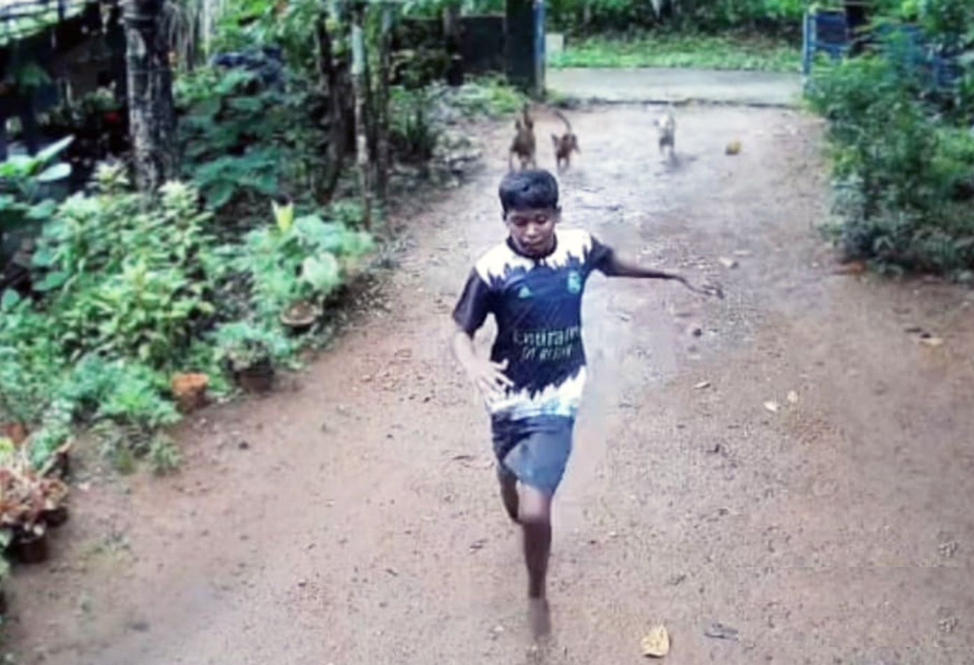 കാഞ്ഞിരക്കോട്  തെരുവുനായ്ക്കളുടെ  ആക്രമണത്തിൽ നിന്ന് വിദ്യാർഥി ഓടി രക്ഷപ്പെടുന്നു
