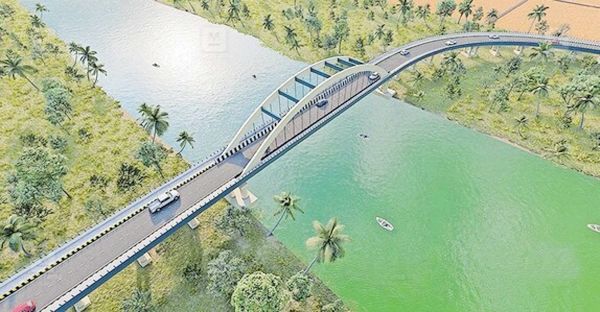 കിടഞ്ഞി- തുരുത്തിമുക്ക് പാലത്തിന്റെ സ്പാൻ ബോസ്ട്രിങ് ആർച്ച് മാതൃക ചിത്രം