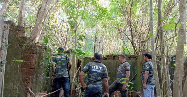 പെരിയ ഏച്ചിക്കുണ്ടില്‍ പുലിയെ കണ്ട വിവരത്തെ തുടര്‍ന്ന് വനം വകുപ്പിന്റെ ദ്രുതകര്‍മസേന തിരച്ചില്‍ നടത്തുന്നു