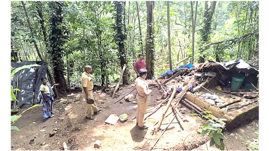 മണലിയിൽ കാട്ടാനക്കൂട്ടം തകര്ത്ത ആലുംമൂട് കളമൂട്ടുപാറ രാധയുടെ വീട്