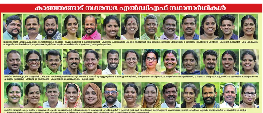 കാഞ്ഞങ്ങാട് നഗരസഭ എൽഡിഎഫ് സ്ഥാനാർഥികൾ