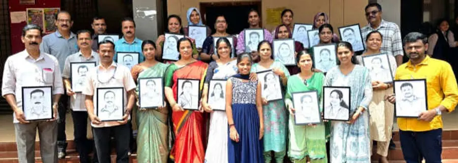 ഏറ്റുവാങ്ങിയ ചിത്രങ്ങളുമായി പിലിക്കോട് ഗവ. ഹയർസെക്കൻഡറി അധ്യാപകർ നിവേദ്യക്കൊപ്പം