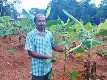 Vinod Kumar in the garden
