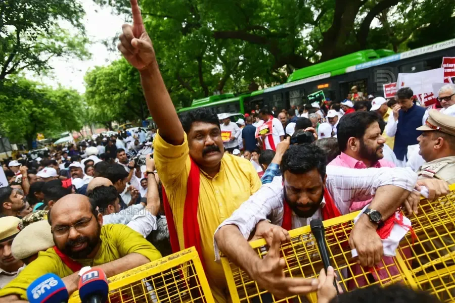 A A Rahim V Sivadasan in Protest march