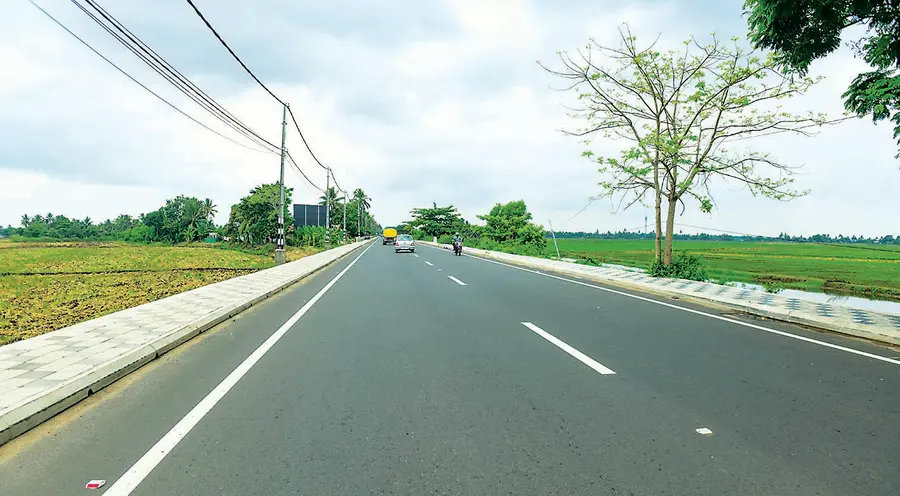 Alappuzha-Changanassery road, which is in the final stages of renovation. View from Pallathuruthy