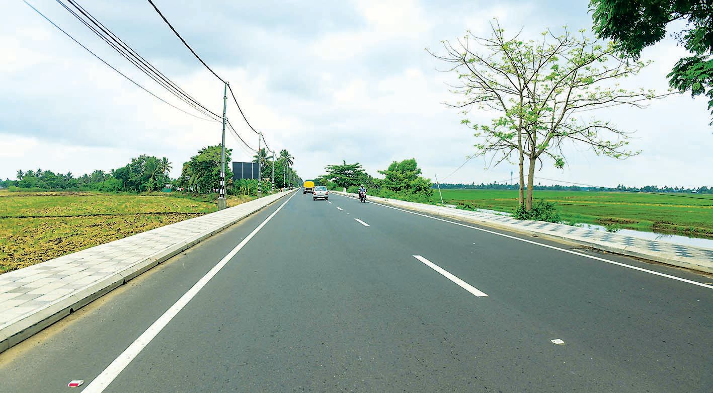 Alappuzha-Changanassery road, which is in the final stages of renovation. View from Pallathuruthy
