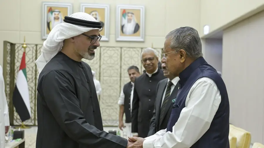 Abu Dhabi Crown Prince Khaled bin Mohamed Al Nahyan with pinarayi vijayan