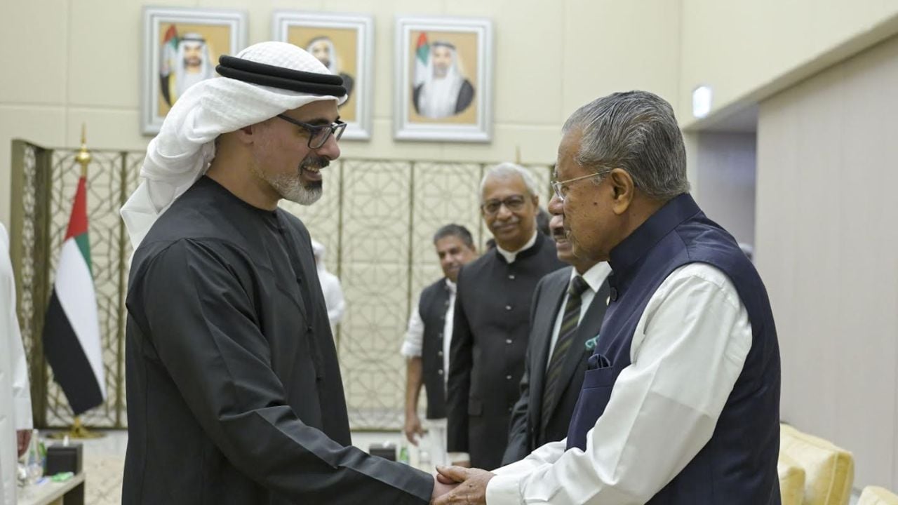 Abu Dhabi Crown Prince Khaled bin Mohamed Al Nahyan with pinarayi vijayan