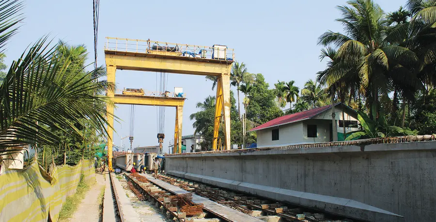 Construction of the Makekkadavu-Nerekadavu bridge is progressing rapidly with the obstacles removed.