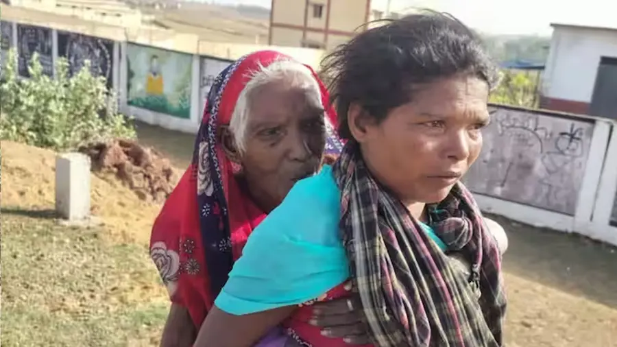 Chhattisgarh woman carries mother-in-law for pension VIRAL VIDEO