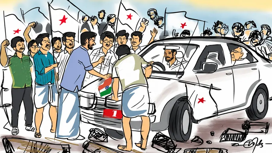 DYFI Protest Against K Karunakaran