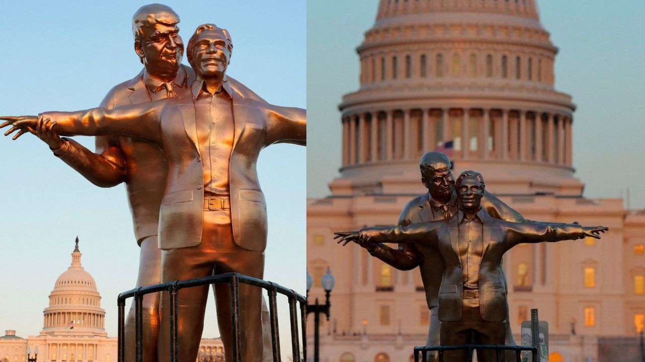 Donald Trump and Jeffrey Epstein Statue