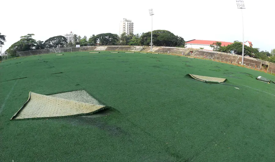 നവീകരണ പ്രവർത്തനങ്ങൾ നടക്കുന്ന തൃശൂർ കോർപറേഷൻ സ്റ്റേഡിയം