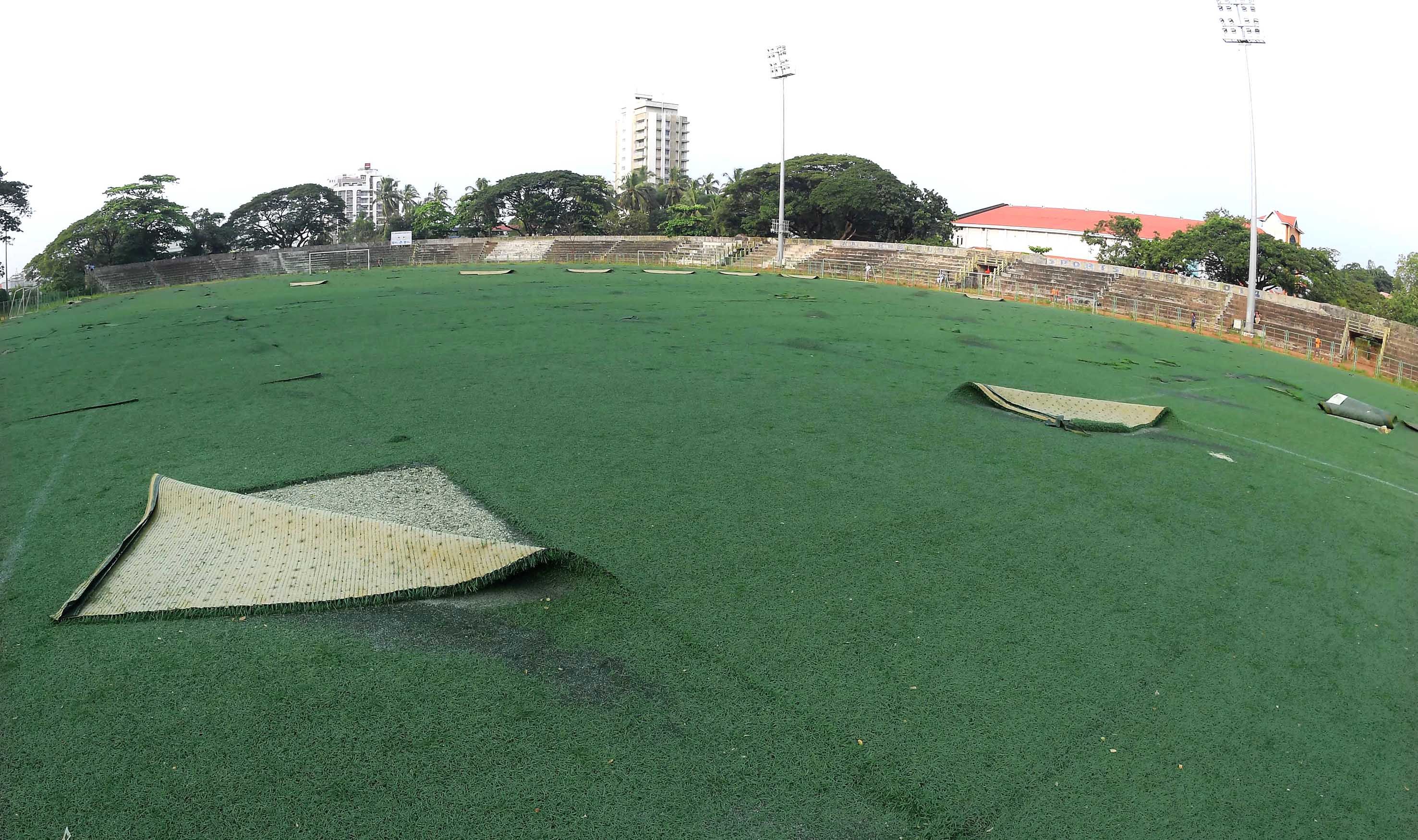 നവീകരണ പ്രവർത്തനങ്ങൾ നടക്കുന്ന തൃശൂർ കോർപറേഷൻ സ്‌റ്റേഡിയം 