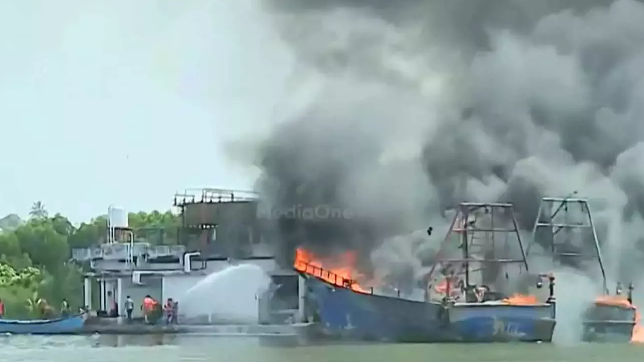 Fishing Boats Caught Fire, KOLLAM