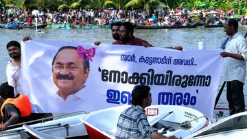 Flex Boards against v d satheesan During Champakulam Boat Race