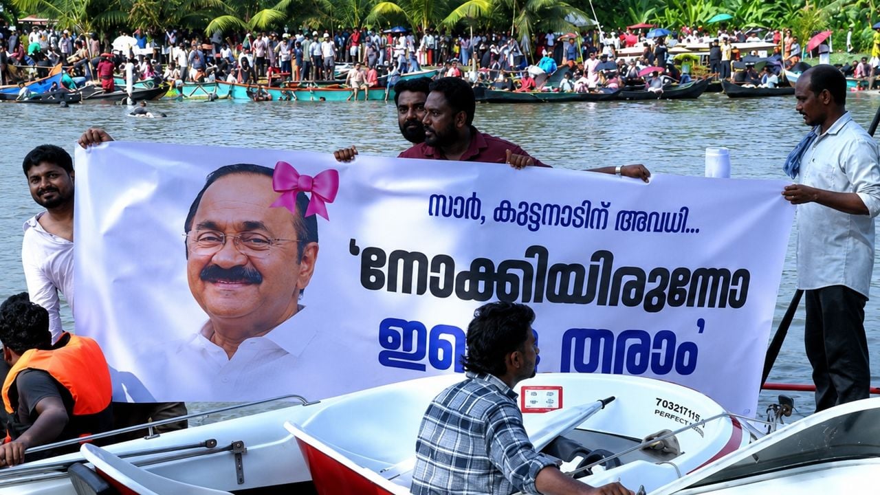 Flex Boards against v d satheesan During Champakulam Boat Race