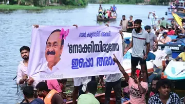 Flex Boards against v d satheesan During Champakulam Boat Race