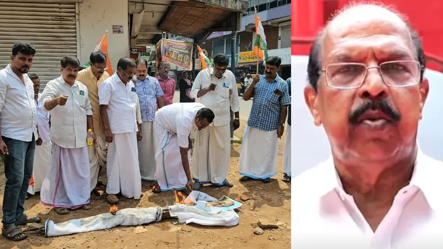 G Sudhakaran Congress effigy burning
