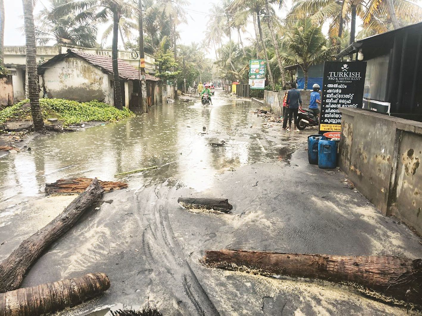 Sandy coastal road at Arattupuzha Karthika junction