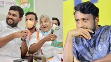 J S Akhil with Oommen Chandy Rahul Mamkootathil