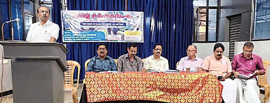 Onam vegetable production meeting organized by Karshaka Sangham Kayamkulam Area Committee is inaugurated by State Committee Member KH Babujan