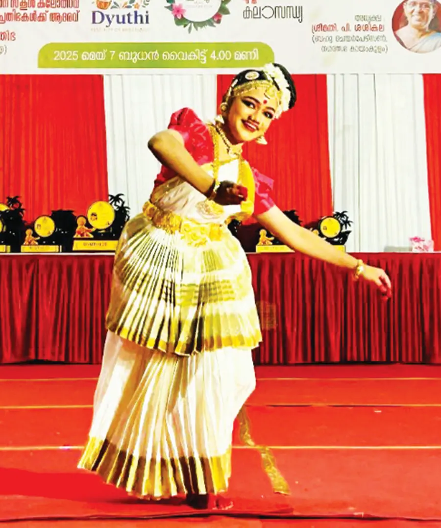 A student performs a dance at 'Dyuti 2025', an event organized to honor artistic talents.