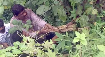 മലക്കപ്പാറയിൽ താഴ്ചയിലേക്ക് വീണ വിനോദ സഞ്ചാരിയെ പുറത്തെടുക്കുന്നു