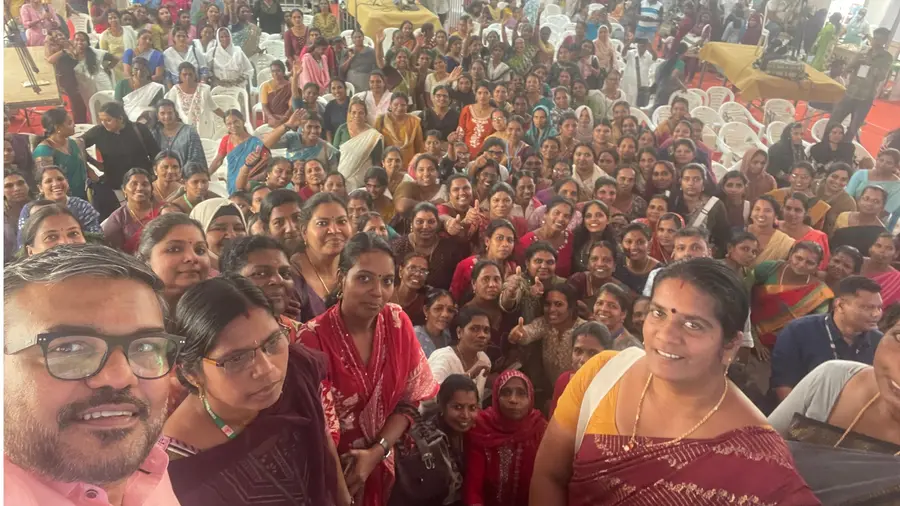 M B Rajesh with Haritha Karma Sena Members