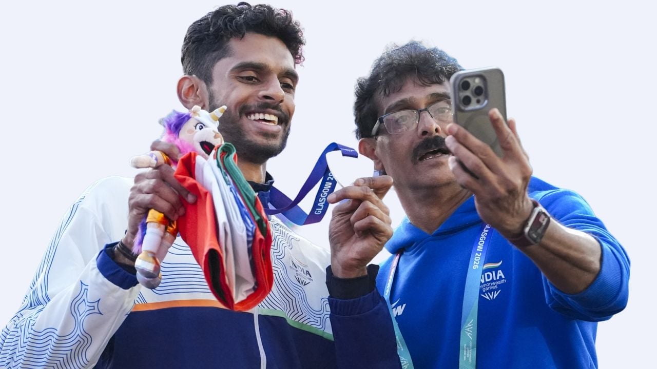 M Sreeshankar with father Murali