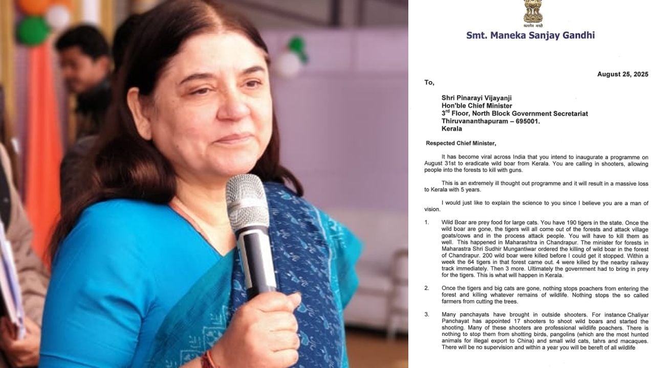 Maneka Gandhi letter to CM Pinarayi