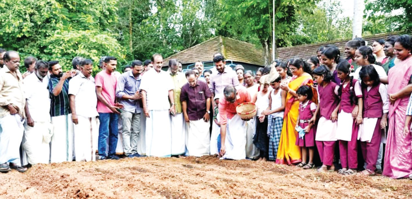 തെക്കേക്കര പഞ്ചായത്തിലെ സ്‌കൂളുകളിൽ നടപ്പാക്കുന്ന കരനെൽകൃഷി മന്ത്രി പി പ്രസാദ് ഉദ്ഘാടനംചെയ്യുന്നു