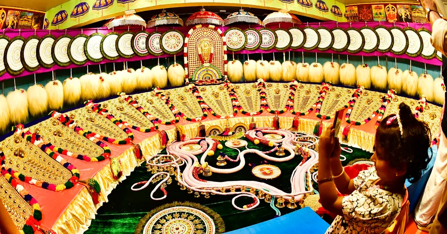തൃശൂർ പൂരത്തിന്റെ ഭാഗമായി പാറമേക്കാവ് വിഭാഗത്തിന്റെ ചമയപ്രദര്‍ശനത്തില്‍ നിന്ന് 