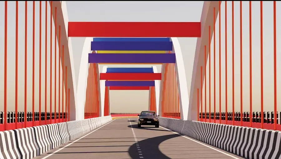 Sketch of the painting on the bowstring arch model of the Perumbalam Bridge