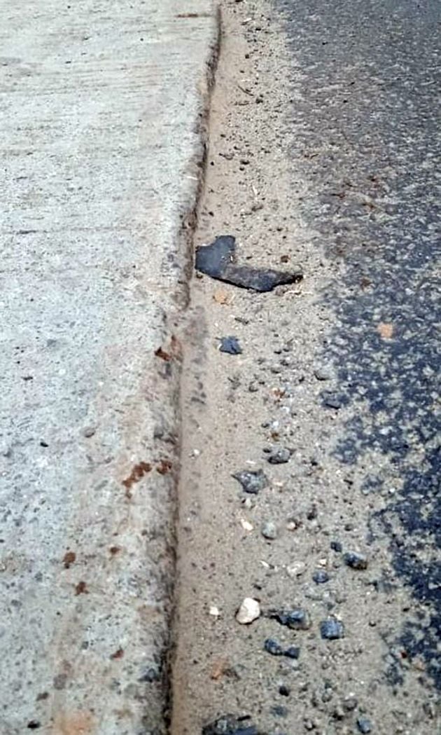 ദേശീയ പാതയിൽ സ്ലാബും റോഡും തമ്മിലുള്ള ഉയര വ്യത്യാസം 