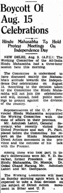 RSS boycotted independence