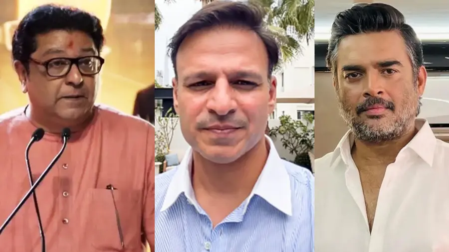 Raj Thackeray Vivek Oberoi R Madhavan.jpg