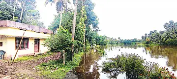 കണ്ടിയൂർ കുരുവിക്കാട് പ്രദേശത്ത് വീടുകളിലേക്കുള്ള റോഡ് മുങ്ങിയ നിലയിൽ